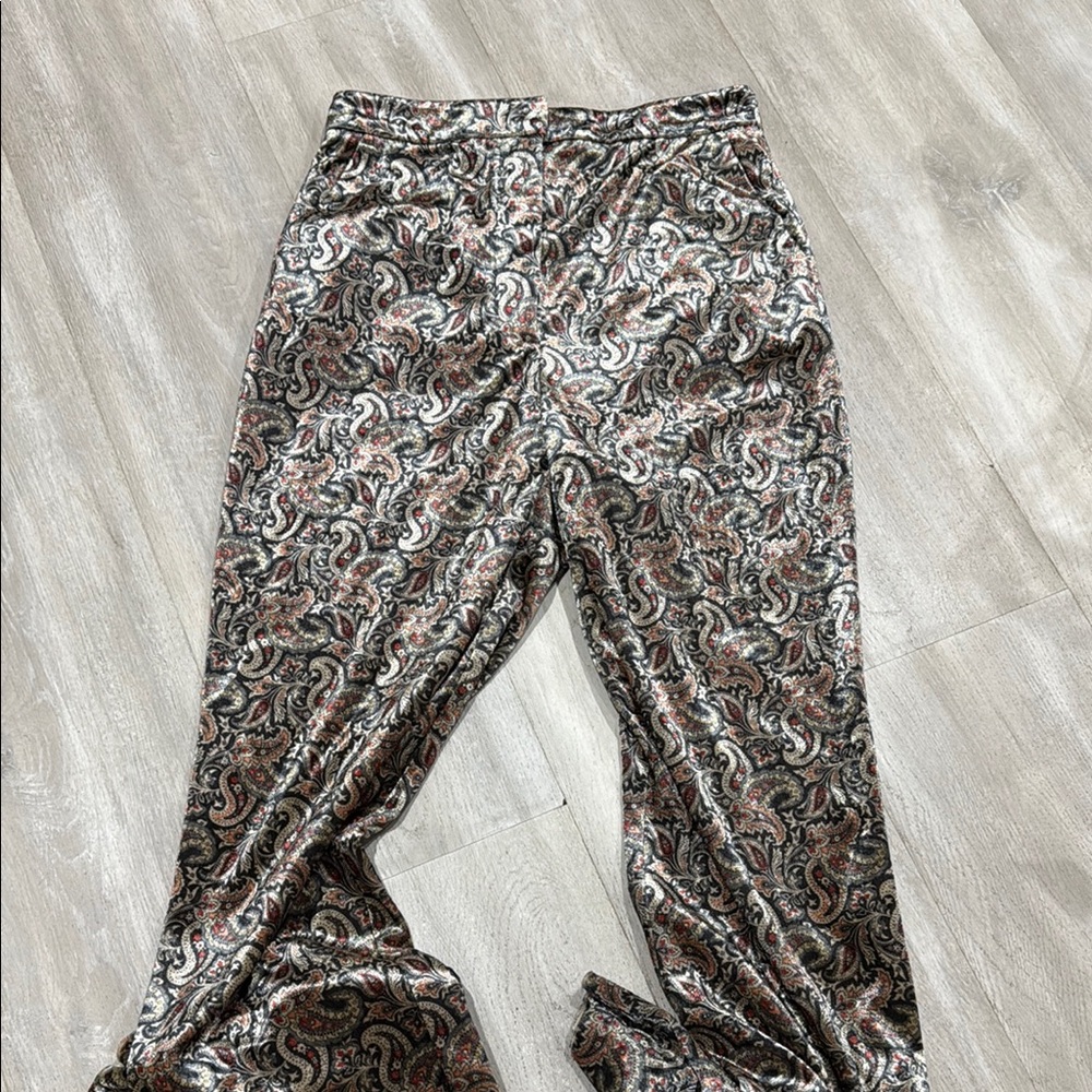Zara Paisley Straight Leg Pants - Black, Brown, Cream